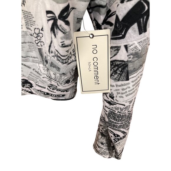 No Comment NY.LA XL Womens Long Sleeve Newspaper Print Cropped Turtleneck Top - Picture 4 of 6